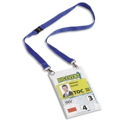 DURABLE Boîte 10 Porte-badges évènementiel A6 avec lacet textile Duo Bleu foncé