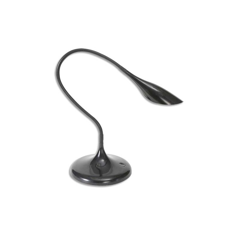 ALBA Lampe à Leds Arum en ABS Noir - Tête 17 cm, 1Bras flexible L49 cm et Socle D18 cm