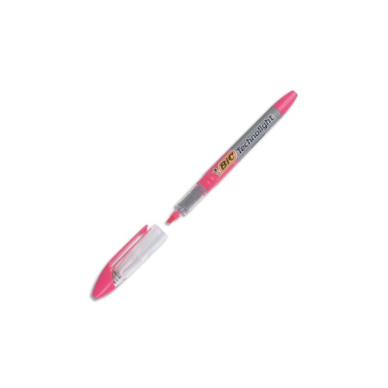 BIC Surligneur de poche pointe biseautée encre liquide coloris Rose TECHNOLIGHT