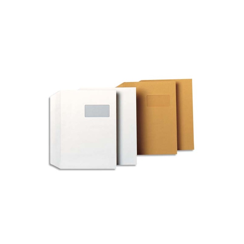 GPV Boîte 250 enveloppes Blanches auto-adhésives 100g qualité+ format C4 229x324mm fenêtre 50x100mm 3251
