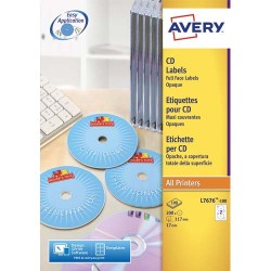AVERY Boîte de 200 étiquettes Laser monochrome pour CD et DVD L7676-25