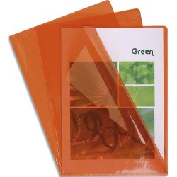 EXACOMPTA Boîte de 100 pochettes coin en PVC 14/100 ème. Coloris Orange.