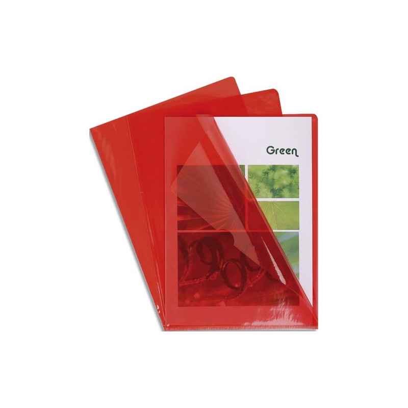 EXACOMPTA Boîte de 100 pochettes coin en PVC 14/100 ème. Coloris Rouge.