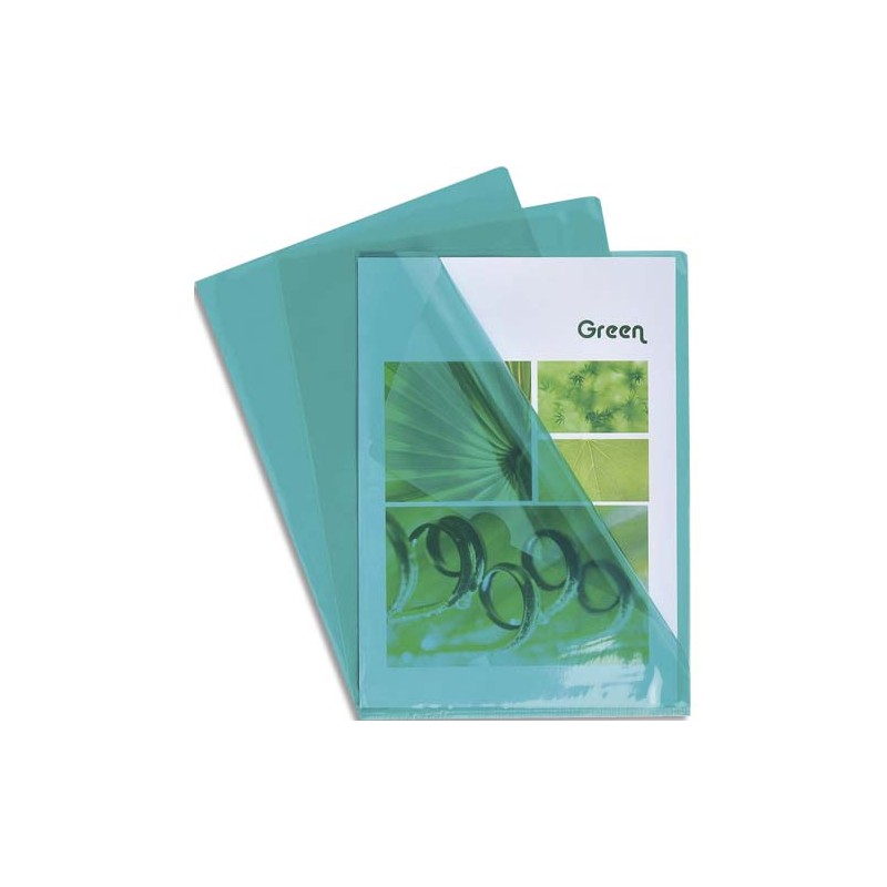 EXACOMPTA Boîte de 100 pochettes coin en PVC 14/100 ème. Coloris Vert.