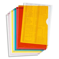 EXACOMPTA Boîte de 100 pochettes coin en PVC 14/100 ème. Coloris assortis.