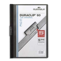 DURABLE Chemise de présentation Duraclip 60 à clip, couverture transparente - 1-60 feuilles A4 - Noir