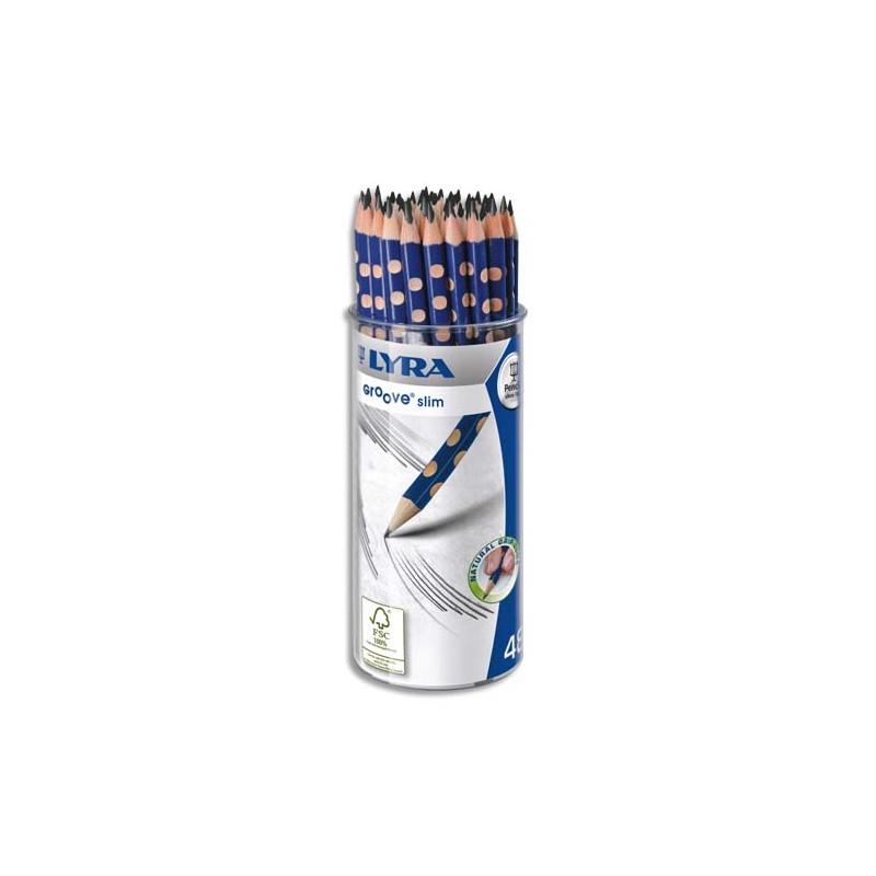 LYRA Pot de 48 crayons graphite triangulaires Groove Slim avec grip zone gauchers et droitiers mine HB