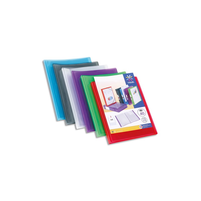 Protège document 40 vues Coloris assortis : Incolore-Vert-Rouge-Bleu-Violet