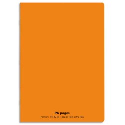CONQUERANT C9 Cahier piqûre 17x22cm 96 pages 90g grands carreaux Séyès. Couverture polypropylène Orange