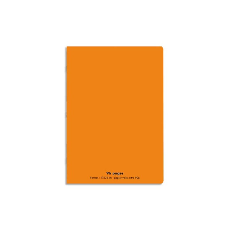 CONQUERANT C9 Cahier piqûre 17x22cm 96 pages 90g grands carreaux Séyès. Couverture polypropylène Orange