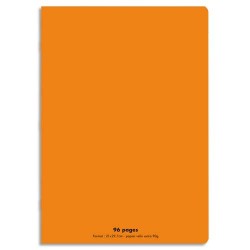 CONQUERANT C9 Cahier piqûre 21x29,7cm 96 pages 90g grands carreaux Séyès. Couverture polypropylène Orange
