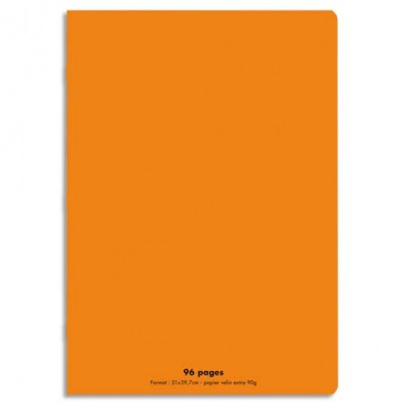 CONQUERANT C9 Cahier piqûre 21x29,7cm 96 pages 90g grands carreaux Séyès. Couverture polypropylène Orange