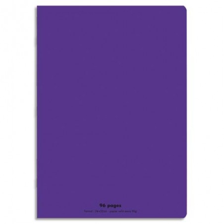 CONQUERANT C9 Cahier piqûre 24x32cm 96 pages 90g grands carreaux Séyès. Couverture polypropylène Violet