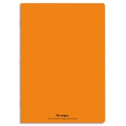 CONQUERANT C9 Cahier piqûre 24x32cm 96 pages 90g grands carreaux Séyès. Couverture polypropylène Orange
