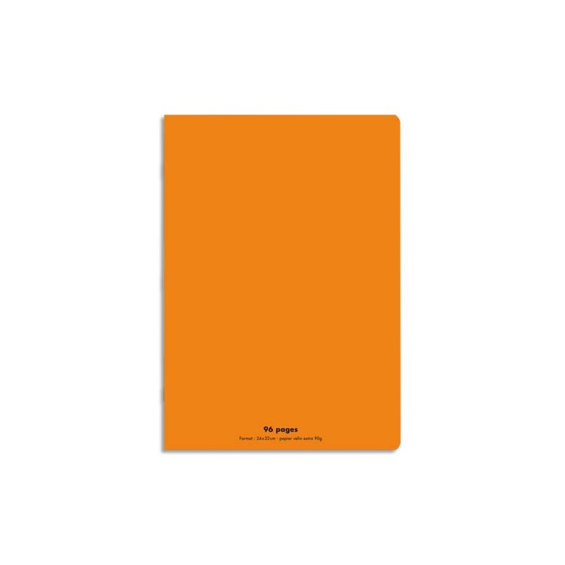 CONQUERANT C9 Cahier piqûre 24x32cm 96 pages 90g grands carreaux Séyès. Couverture polypropylène Orange