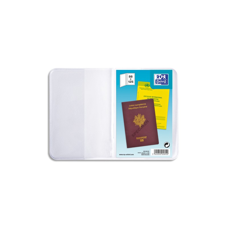 OXFORD Etuis pour passeport, 9,5 x 13 cm, en PVC 30/100e. Présentation 2 volets