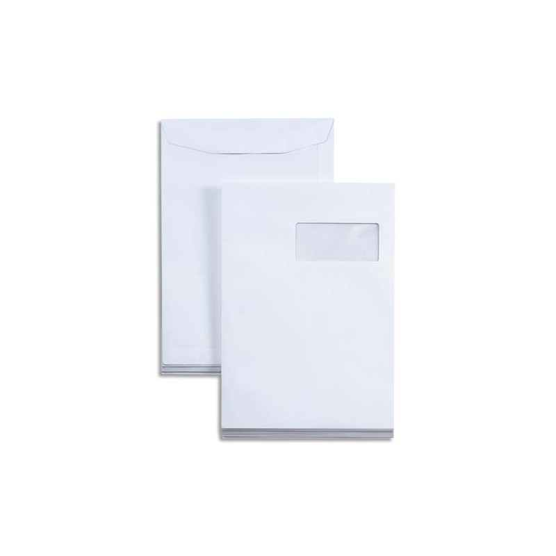 BONG Boîte de 250 pochettes blanches 110g insertion mécanique format 229x324mm fenêtre 50x110mm NF