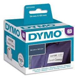 DYMO Rouleaux de 220 étiquettes badge adhésif permanent 54x101mm S0722430