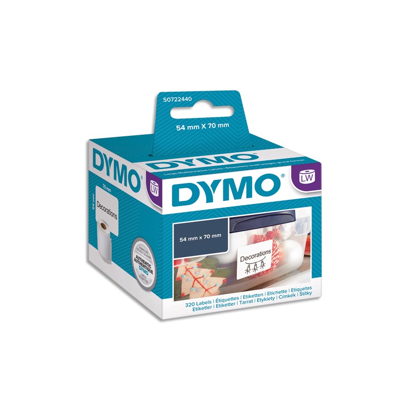 DYMO Rouleau de 320 étiquettes disquettes adhésif permanent 54x70mm S0722440