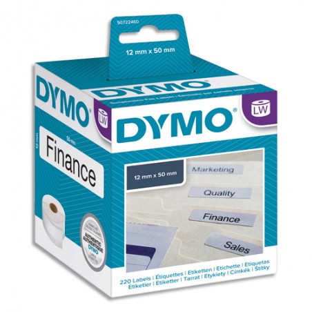 DYMO Rouleau de 220 étiquettes adhésif permanent pour dossier suspendus 50x12mm S0722460
