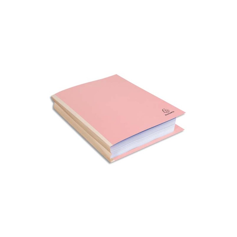 EXACOMPTA Paquet de 25 chemises à dos toilé, carte 320 grammes, dos 3cm, 24x32cm, coloris Rose