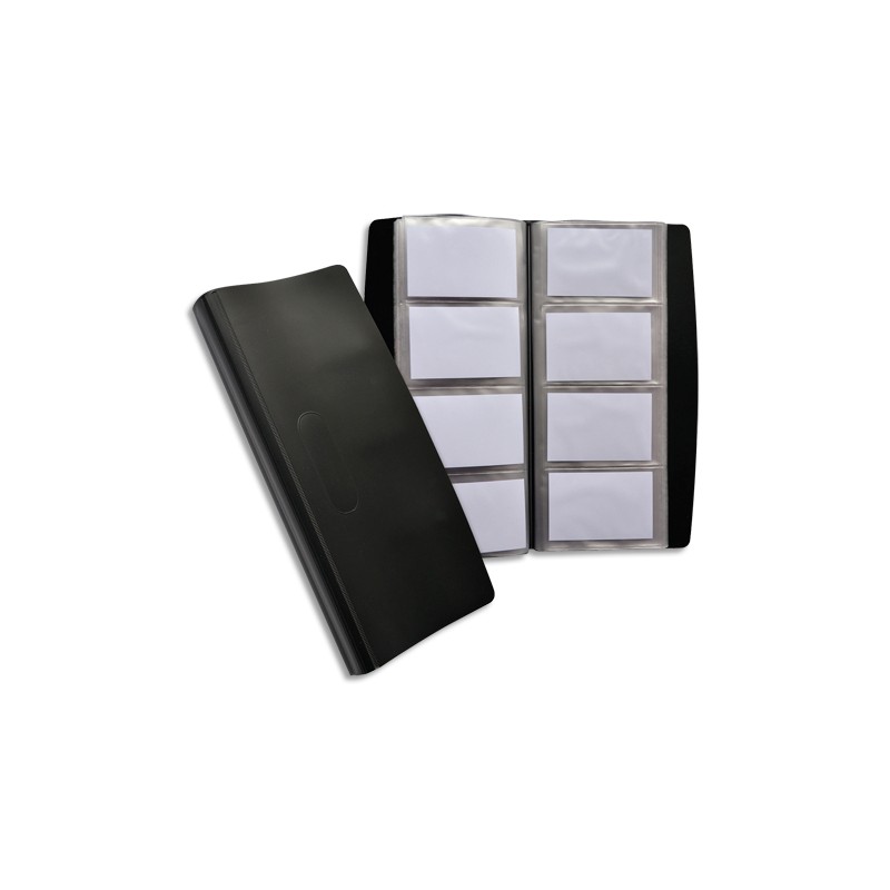 OXFORD Porte-cartes de visite tout terrain en PVC indéchirable. Capacité 240 cartes. Format 9x5,5cm. Noir