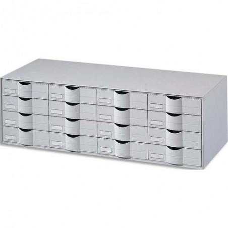PAPERFLOW Bloc classeur à 16 tiroirs pour documents 24 x 32 cm Dimensions L107,6 x H32,9 x P34,2 cm Gris