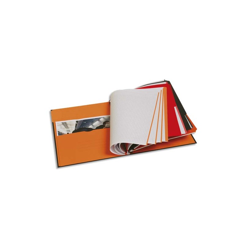 OXFORD Cahier FILINGBOOK spirales 200 pages perforées 80g lignée 6mm 21x31,8cm Couverture polypro Orange