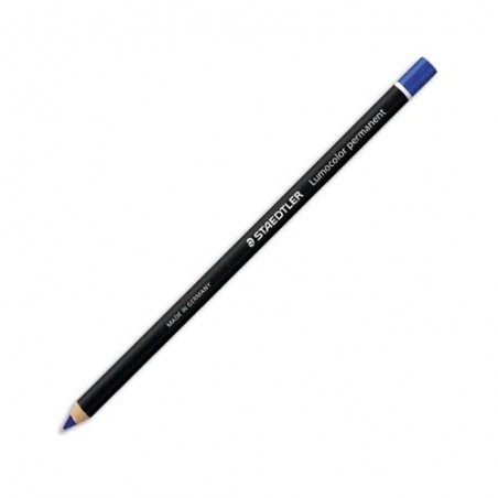 STAEDTLER Boïte de 12 crayons marqueur à sec permanent,  toutes surfaces, coloris Bleu GLASOCHROM
