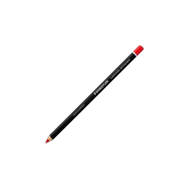 STAEDTLER Boîte de 12 crayons marqueur à sec permanent, toutes surfaces, coloris Rouge GLASOCHROM