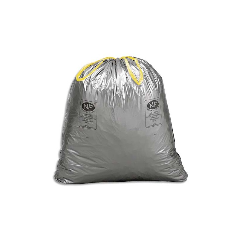 Boîte de 100 sacs poubelles à liens coulissants standards 100 litres 34 microns