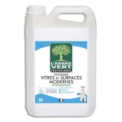 L'ARBRE VERT Bidon 5 Litres Nettoyant vitres et surfaces écologique 100% origine végétale parfum menthe
