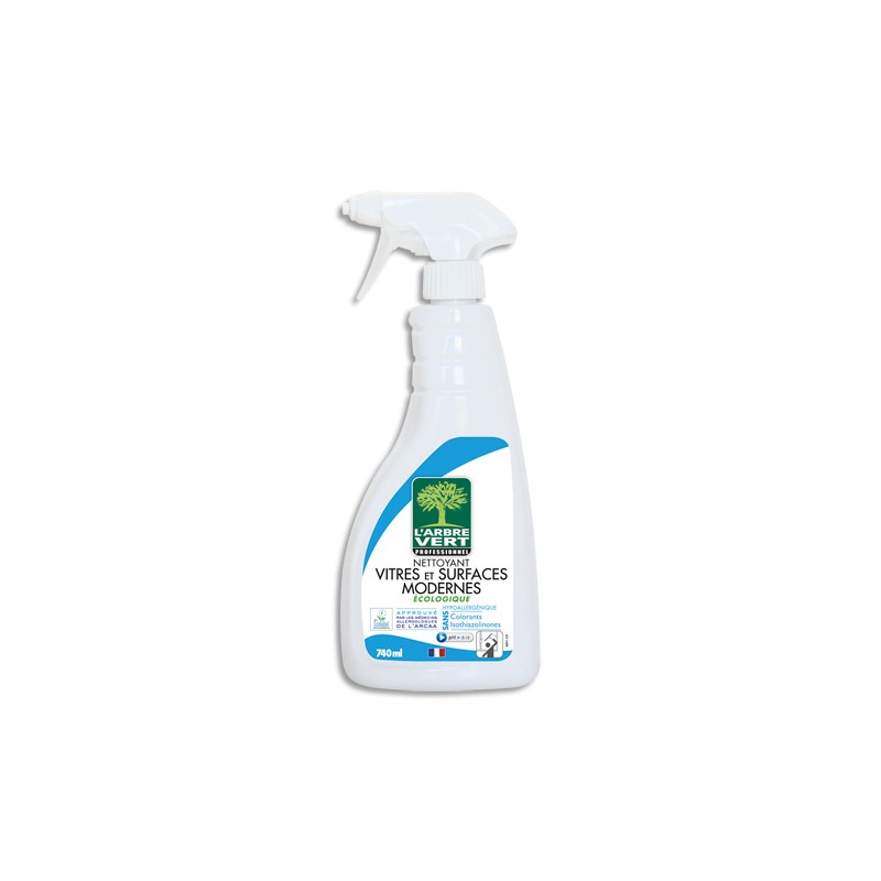 L'ARBRE VERT Spray 740 ml Nettoyant vitres et surfaces écologique 100% origine végétale parfum menthe