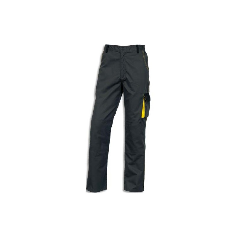 DELTA PLUS Pantalon D-Match 65% polyester 35% coton 6 poches fermeture zip Gris Jaune Taille L