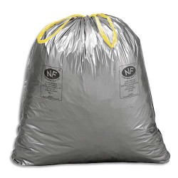 Boîte de 200 sacs poubelles à lien coulissant Gris déchets courants 110 litres 45 microns