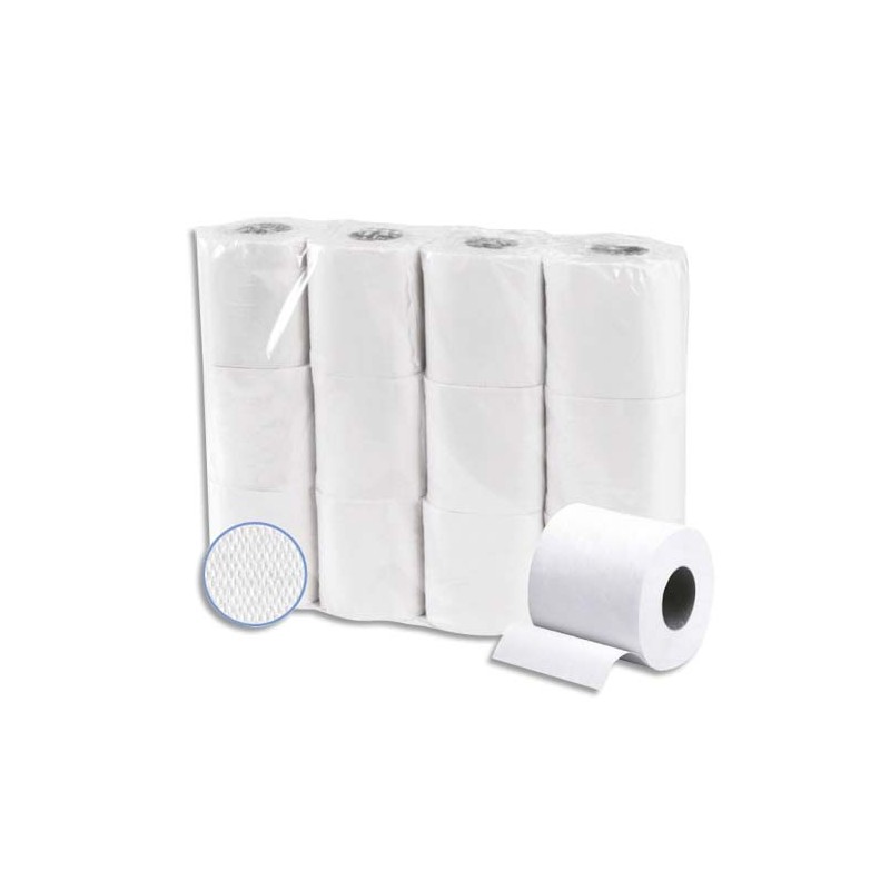 Colis de 48 rouleaux de Papier toilette Extra ouate Blanche recyclée 2 plis, 200 feuilles 247245R