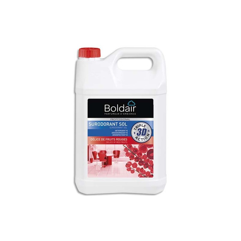 BOLDAIR Bidon 5 Litres 3D Surodorant sols détergent désodorisant désinfectant Délices de fruits Rouges