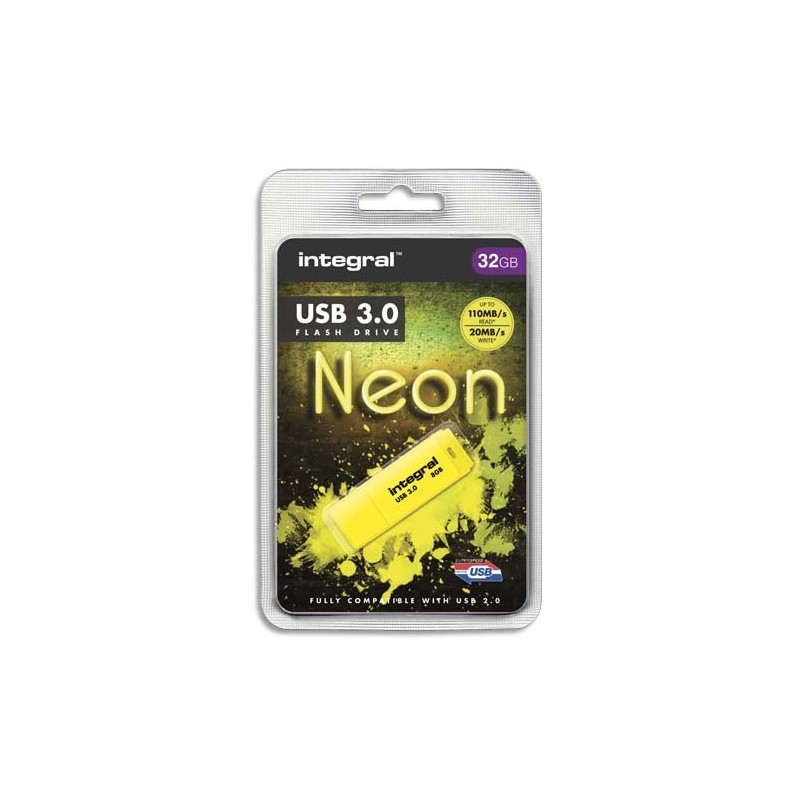 INTEGRAL Clé USB 3.0 Neon 32Go Jaune INFD32GoNEONYL3.0