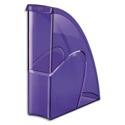 CEP Porte-revues HAPPY en polystyrène translucide - Dimensions H31 x P27 cm, dos 8,5cm. Coloris Violet