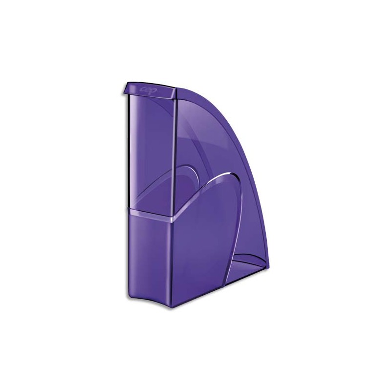 CEP Porte-revues HAPPY en polystyrène translucide - Dimensions H31 x P27 cm, dos 8,5cm. Coloris Violet