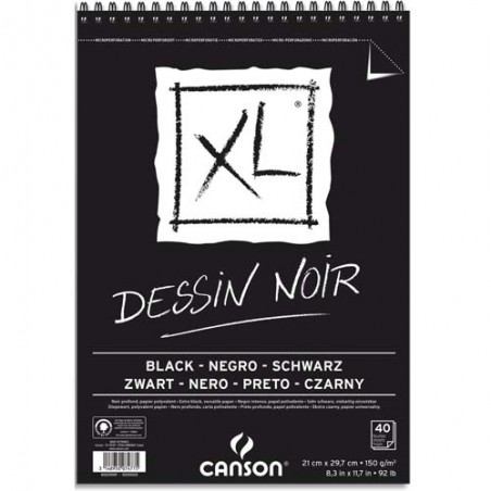 CANSON Bloc de 40 feuilles de papier XL DESSIN Noir 150g grand format A4
