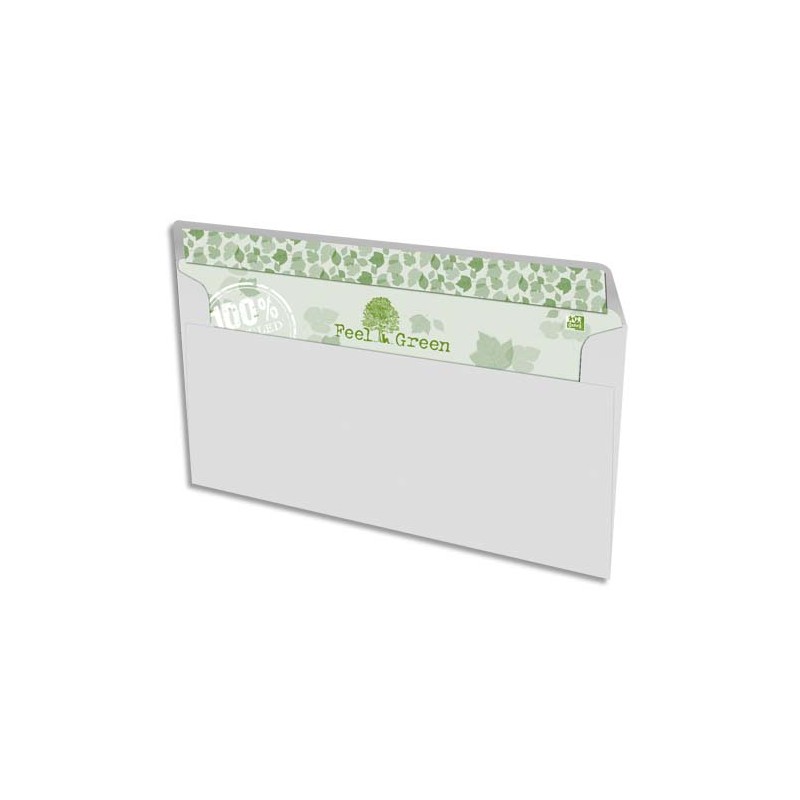 OXFORD Boîte de 500 enveloppes recyclées extra Blanches 90g format DL 110x220 mm