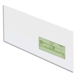 OXFORD Boîte de 500 enveloppes recyclées extra Blanches 90g format DL 110x220 mm avec fenêtre 45x100 mm