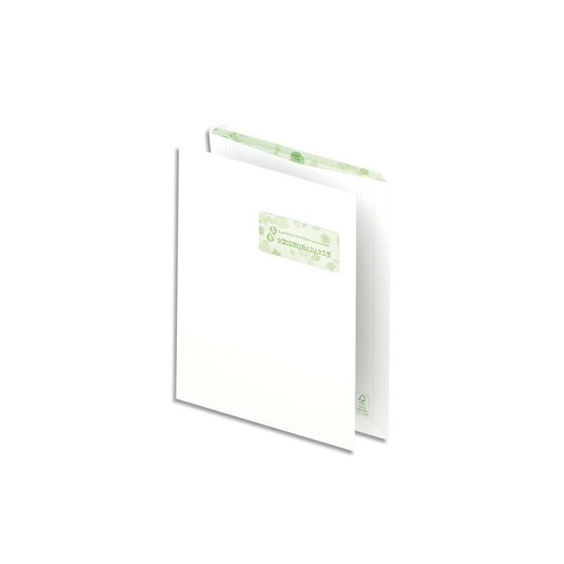 OXFORD Boîte de 250 pochettes recyclées extra Blanches 90g format C4 229x324 mm avec fenêtre 50x100 mm