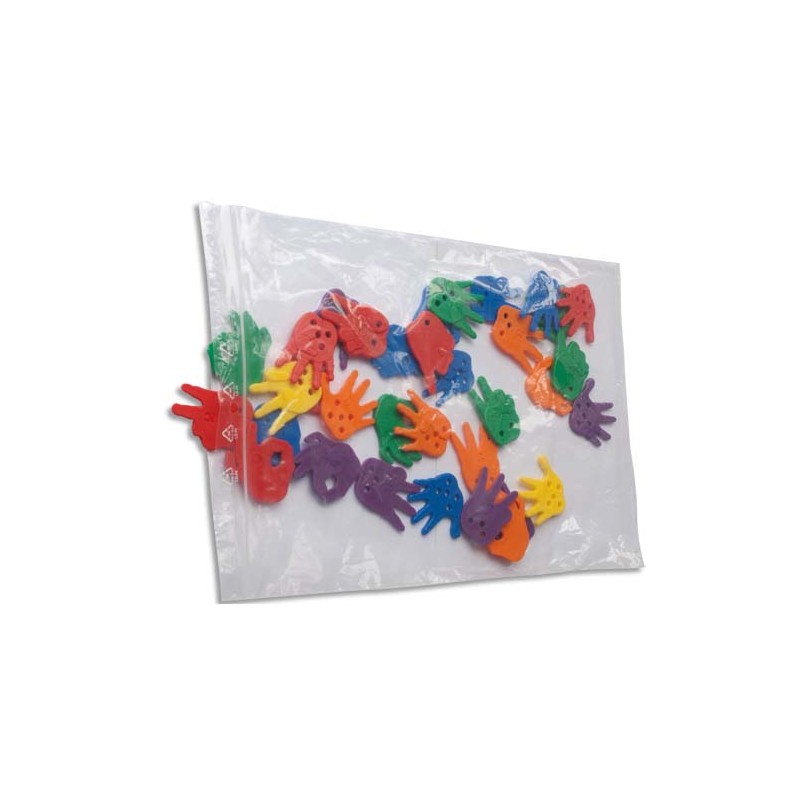 Paquet de 100 sacs, fermeture rapide en polyéthylène 50 microns - Dim.23 x 32 cm transparent