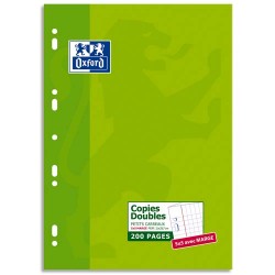OXFORD Etui 200 copies simples 90g perforées Blanches grand format