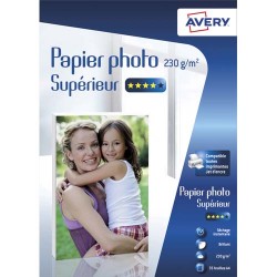 AVERY Boîte de 35 feuilles de papier photo brillant A4, Jet d'encre, 230 g/m²