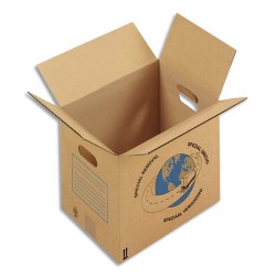 Paquet de 20 caisses déménagement à poignées, carton brun simple cannelure L35 x H30 x P27,5 cm