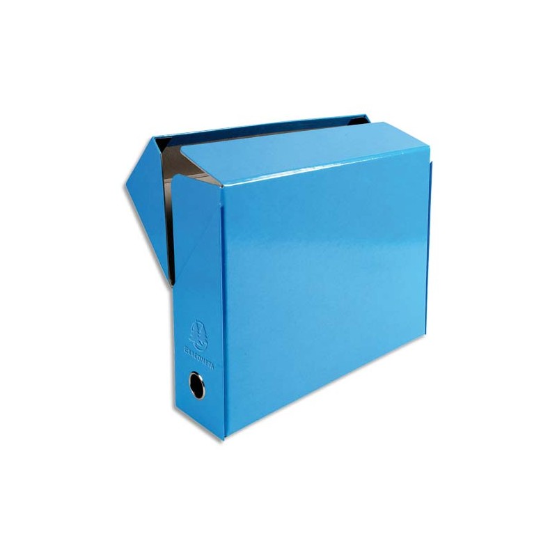 EXACOMPTA Boîte de transfert Iderama, carte lustrée pelliculée, dos 9,5 cm, 34x26 cm, coloris Bleu clair