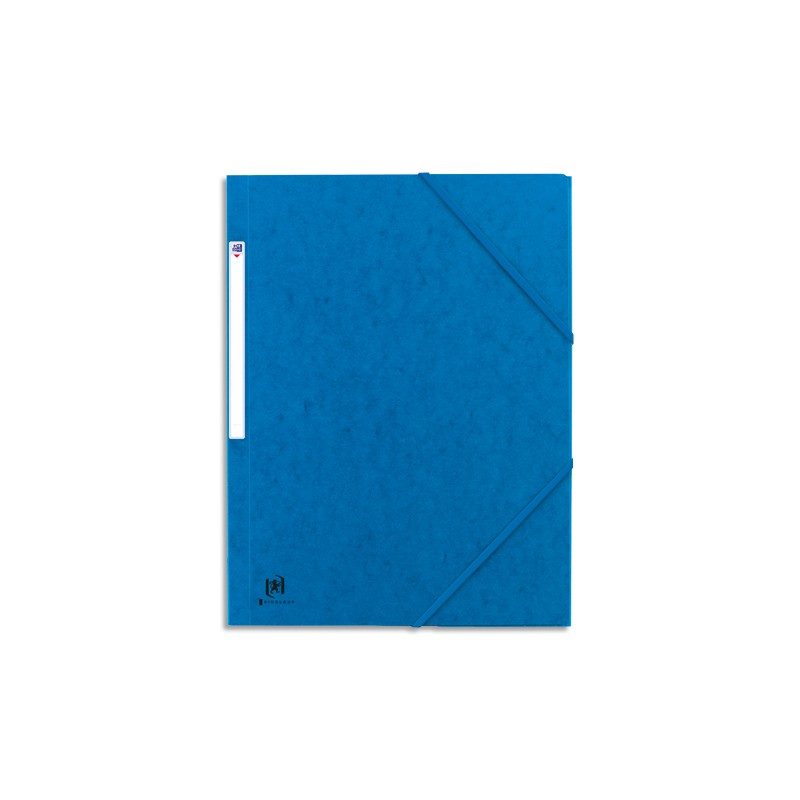 OXFORD Chemise 3 rabats à élastique BOSTON en carte lustrée 5/10e,390g. Format A4. Coloris Bleu